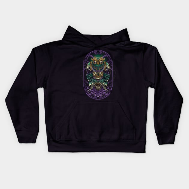 Grand Horned Owl Kids Hoodie by angoes25